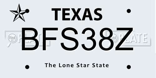 BFS38Z Texas License Plate