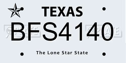 BFS4140 Texas License Plate