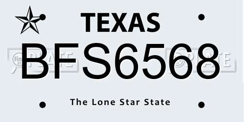 BFS6568 Texas License Plate