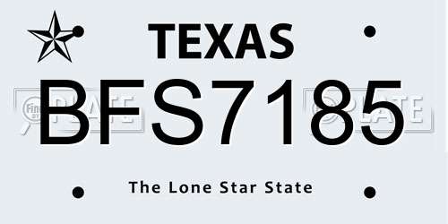 BFS7185 Texas License Plate