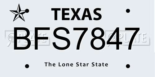 BFS7847 Texas License Plate