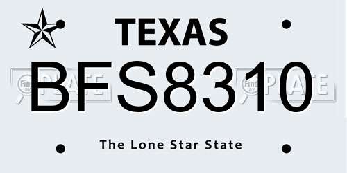 BFS8310 Texas License Plate