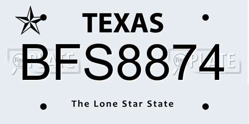 BFS8874 Texas License Plate