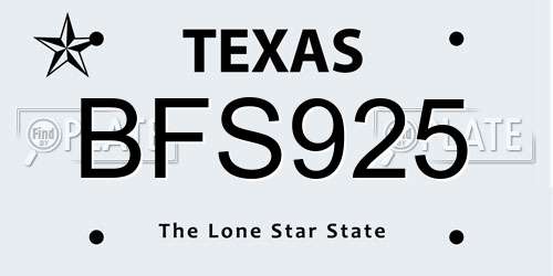 BFS925 Texas License Plate