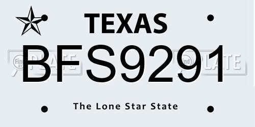 BFS9291 Texas License Plate