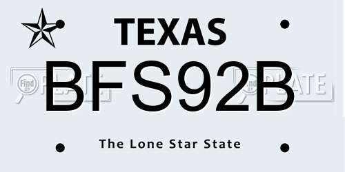 BFS92B Texas License Plate
