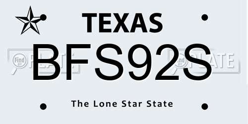 BFS92S Texas License Plate