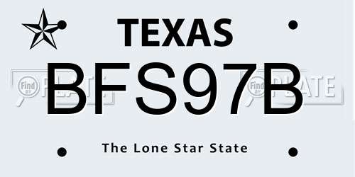 BFS97B Texas License Plate