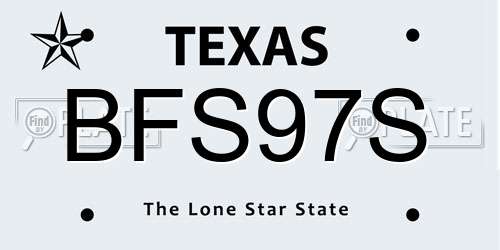 BFS97S Texas License Plate