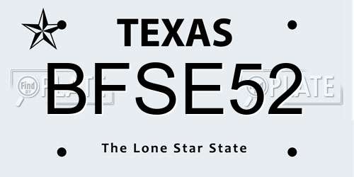 BFSE52 Texas License Plate