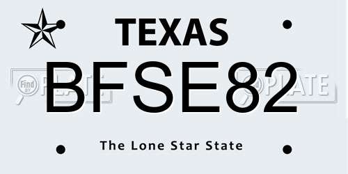 BFSE82 Texas License Plate