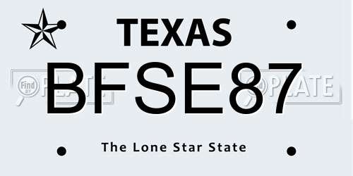 BFSE87 Texas License Plate