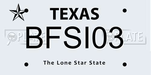 BFSI03 Texas License Plate