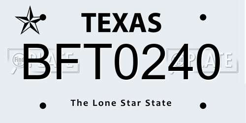 BFT0240 Texas License Plate