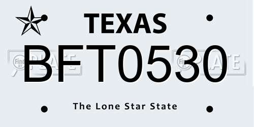 BFT0530 Texas License Plate