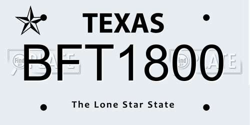 BFT1800 Texas License Plate