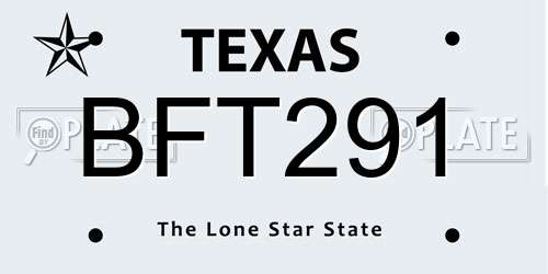 BFT291 Texas License Plate