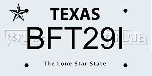 BFT29I Texas License Plate