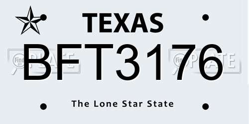 BFT3176 Texas License Plate