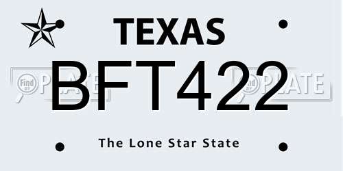 BFT422 Texas License Plate