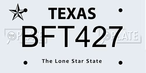 BFT427 Texas License Plate