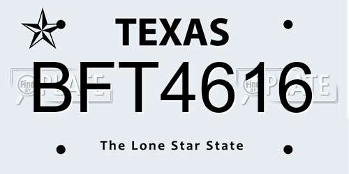 BFT4616 Texas License Plate