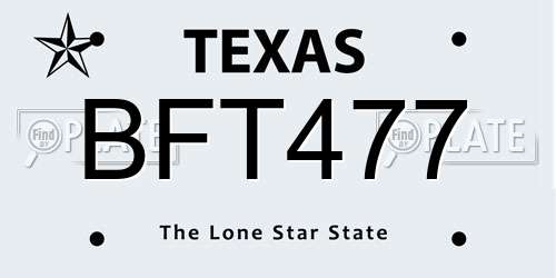 BFT477 Texas License Plate