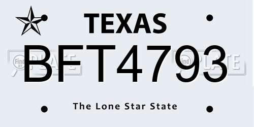 BFT4793 Texas License Plate