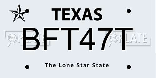 BFT47T Texas License Plate
