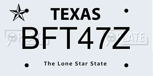 BFT47Z Texas License Plate