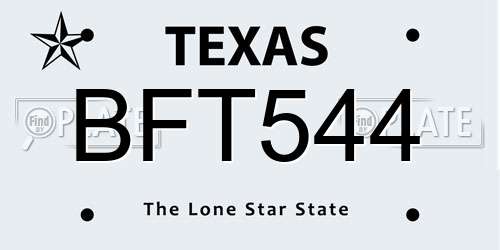 BFT544 Texas License Plate