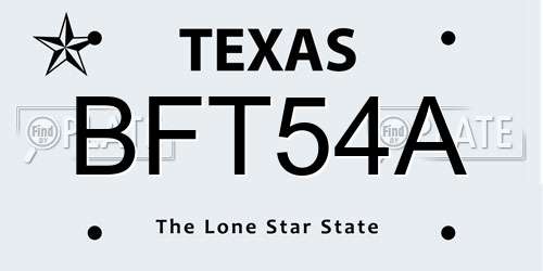 BFT54A Texas License Plate