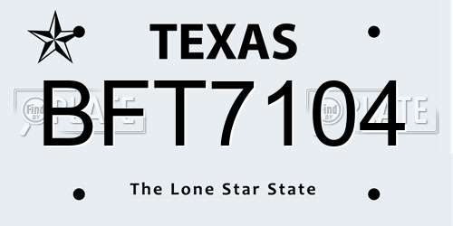 BFT7104 Texas License Plate
