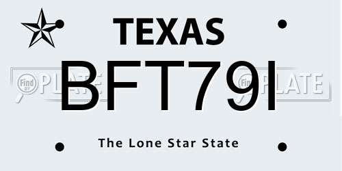 BFT79I Texas License Plate