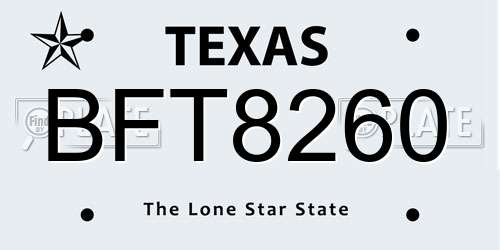 BFT8260 Texas License Plate