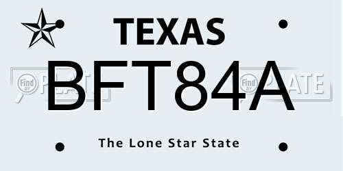 BFT84A Texas License Plate