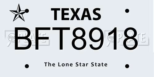 BFT8918 Texas License Plate