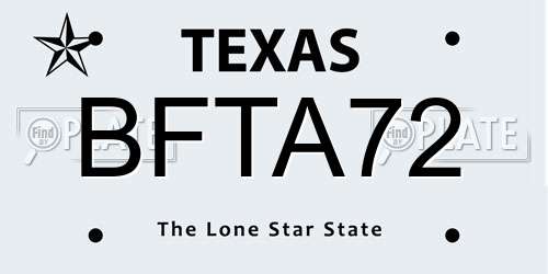 BFTA72 Texas License Plate