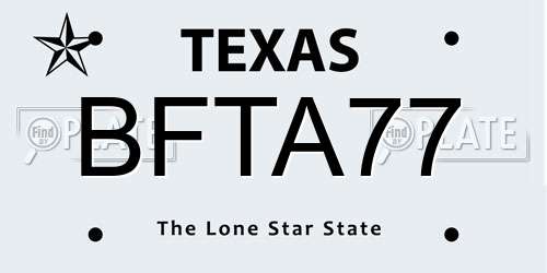 BFTA77 Texas License Plate