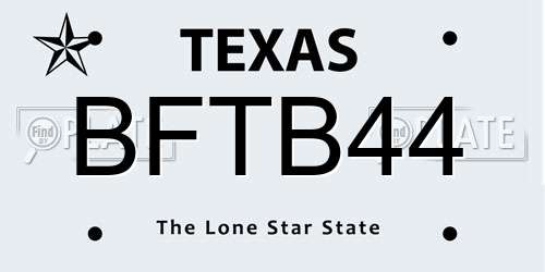 BFTB44 Texas License Plate