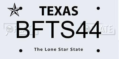 BFTS44 Texas License Plate