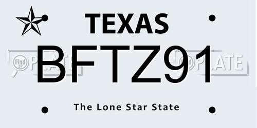 BFTZ91 Texas License Plate