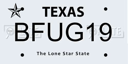 BFUG19 Texas License Plate