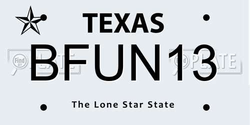 BFUN13 Texas License Plate