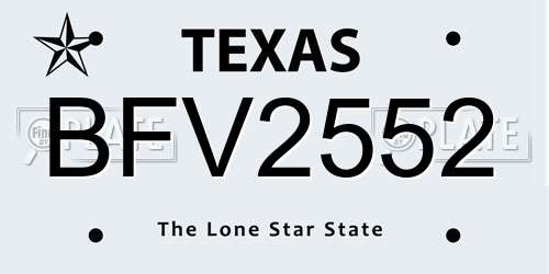 BFV2552 Texas License Plate