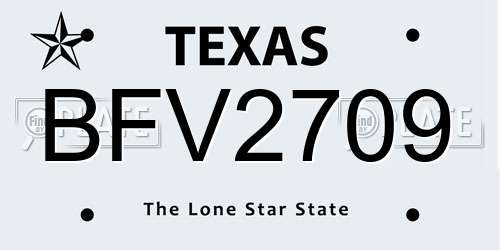 BFV2709 Texas License Plate