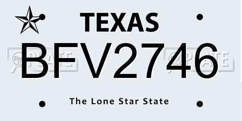 BFV2746 Texas License Plate