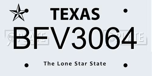 BFV3064 Texas License Plate