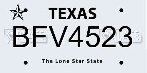 BFV4523 Texas License Plate