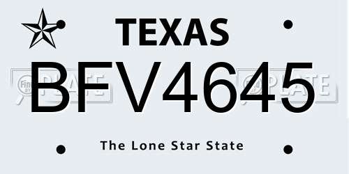 BFV4645 Texas License Plate